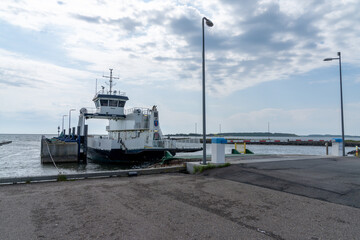 view of the Feggesund ferry leaving the harbor in Thy © makasana photo