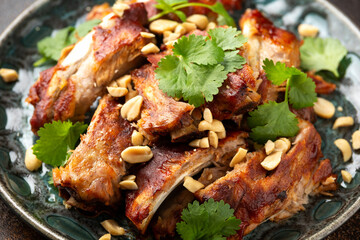 Chinese Pork ribs with peanuts and coriander