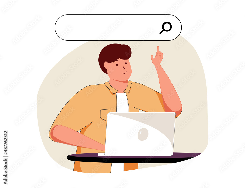 Poster searching browsing internet data information networking concept,business man clicking internet searc