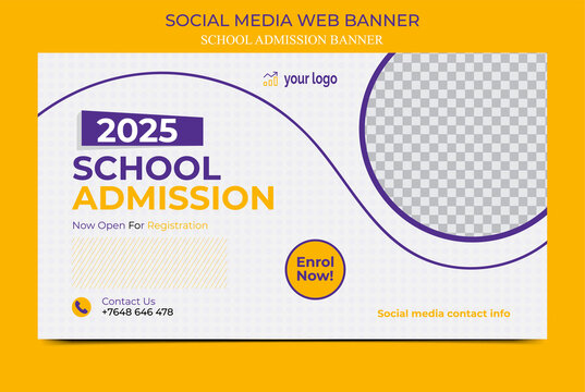 Back to school web banner, School Admission Open Social Media Banner Template Design