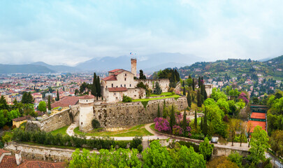 Brescia Castle aerial panoramic view