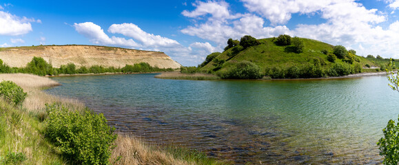 view of the cliffs and lagoon in Ejerslev on the Limfjord in northern Denmark © makasana photo