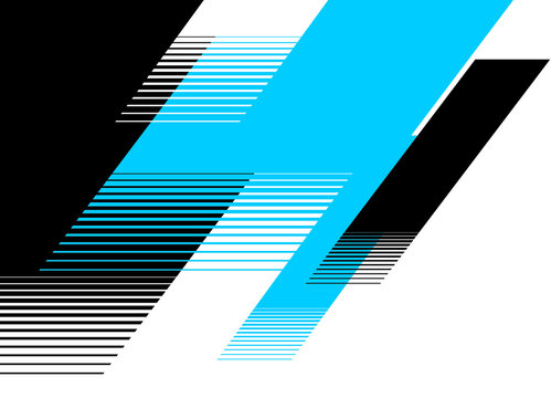 A striped background with blue, black and white shapes blending seamlessly into one another. Trendy vector background