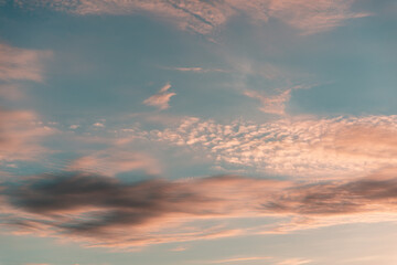 Sky with pink clouds. Very beautiful nature.