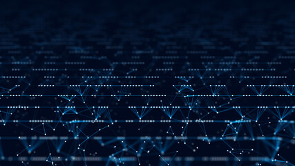 Network or connection. Abstract digital background of points and lines. Glowing plexus. Big data. Abstract technology science background. 3d rendering