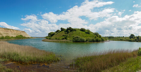 view of the cliffs and lagoon in Ejerslev on the Limfjord in northern Denmark © makasana photo