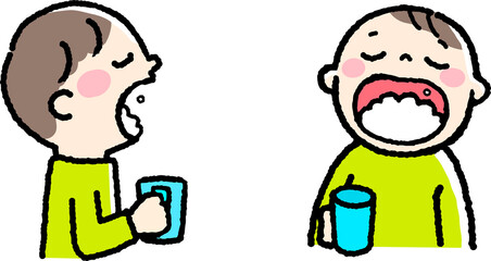 うがいをする子ども