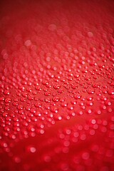 Hydrophopic effect on red car paint. Water drops after use ceramic coating