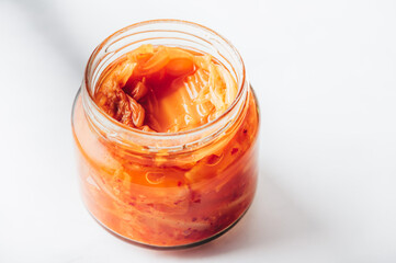 Jar of Korean Kimchi, fermented cabbage
