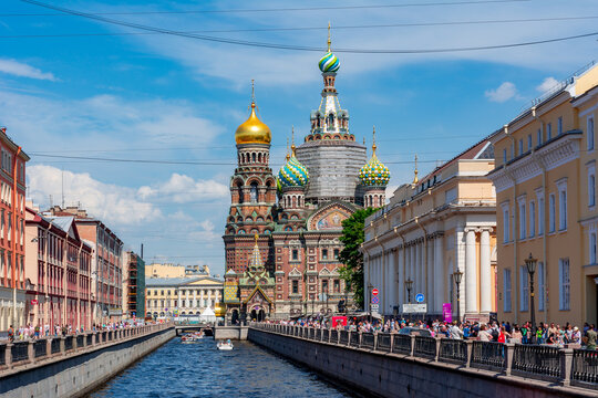 Church of Savior on Spilled Blood and Griboedov canal, Saint Petersburg, Russia