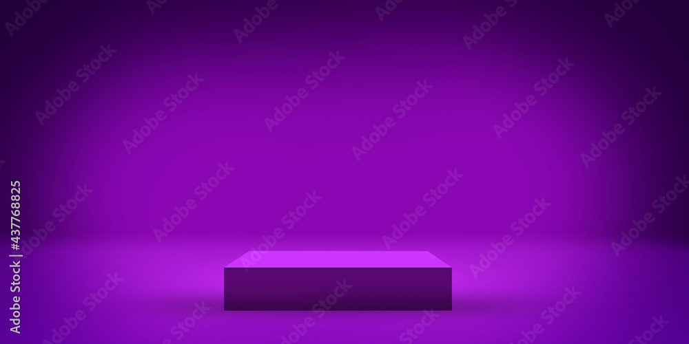 Poster abstract empty 3d rendered purple modern background with free copy space and 3d podium stage. new re