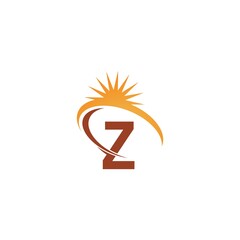 Letter Z with sun ray icon logo design template illustration