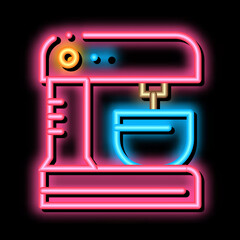 Kitchen Mixer For Cooking neon light sign vector. Glowing bright icon Mixer Utensil Electronic Equipment Concept Linear Pictogram. Electric Appliance Device sign. transparent symbol illustration