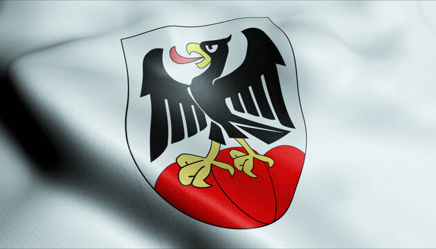 3D Waving Switzerland Region Flag of Aarberg Closeup View