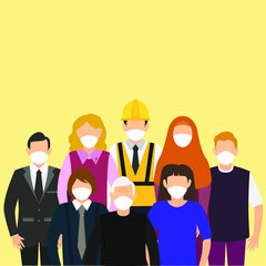 Activities using masks vector design illustration 01