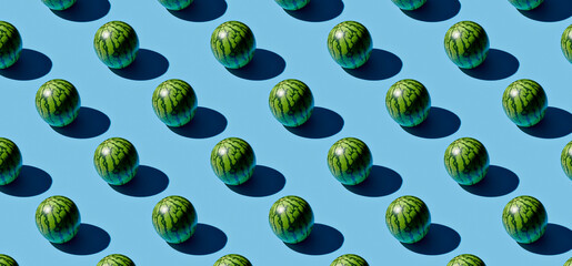 Pattern of watermelon on blue background