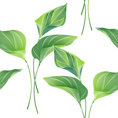Seamless vector floral background with 
anthurium green leaves.