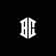 BC Logo monogram with shield shape designs template
