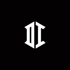 DI Logo monogram with shield shape designs template
