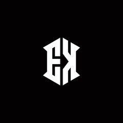 EK Logo monogram with shield shape designs template