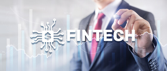 Fintech Financial technology investment Mixed Media Business concept