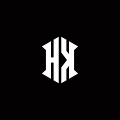 HK Logo monogram with shield shape designs template