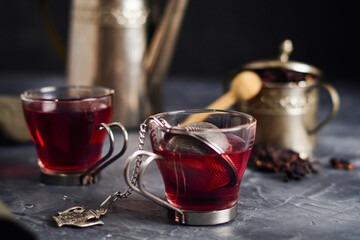 red herbal aromatic tea for the afternoon