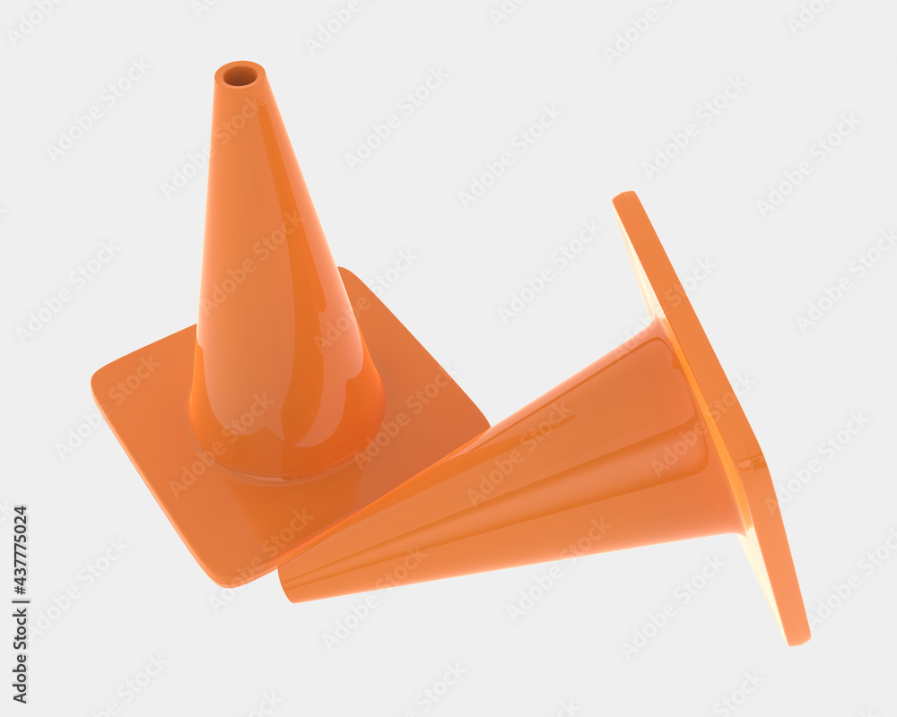 Poster traffic cone isolated on background. 3d rendering - illustration