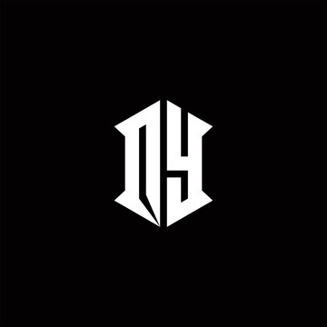 QY Logo monogram with shield shape designs template