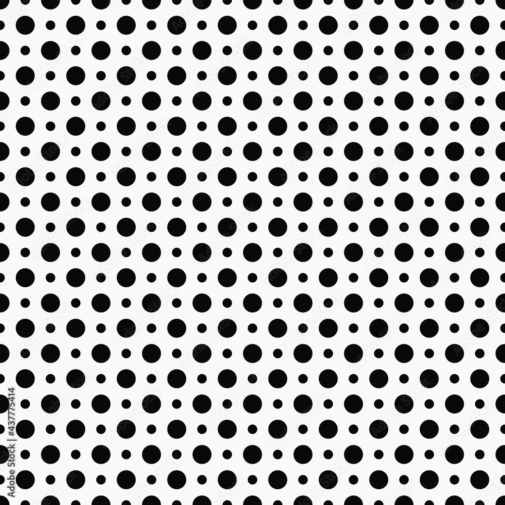 Poster Black circles ornament. Vector double polka dots with small and large circles.