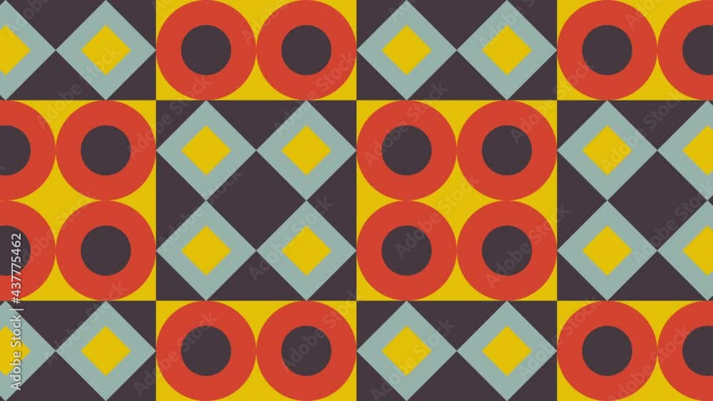 Aufkleber vintage mosaic with geometric animated tiles in warm color palette. motion graphic seamless loop ani