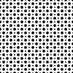 Black circles ornament. Vector double polka dots with small and large circles.
