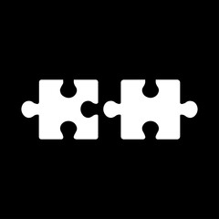 Minimalist, flat, black silhouette puzzle piece icon. Isolated on white