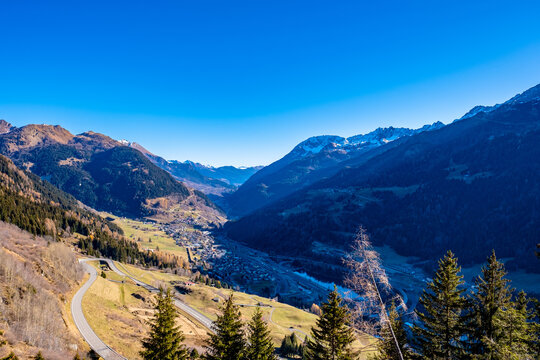 View of the leventina valley - Ticino, Switzerland