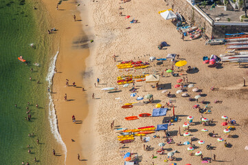 aerial view of people on the beach at Urca