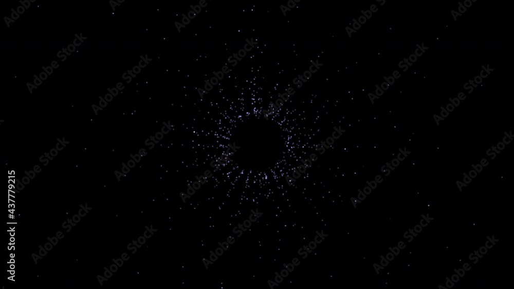 Poster seamless loop motion graphic in tunnel with abstract glowing dots. futuristic loop animation on a bl