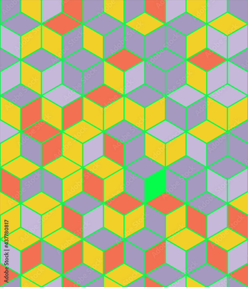 Poster seamless geometric pattern. vector background with cubes.