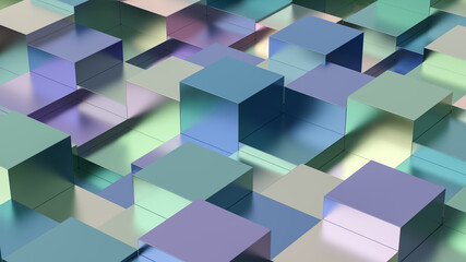 Colored abstract cubes background. 3D Rendering