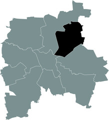 Black location map of the Leipziger Northeast (Nordost) district inside the German regional capital city of Leipzig, Germany