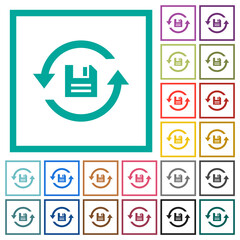 Daily backup flat color icons with quadrant frames