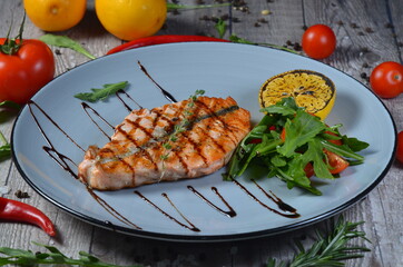 Fish dish - grilled salmon with vegetables