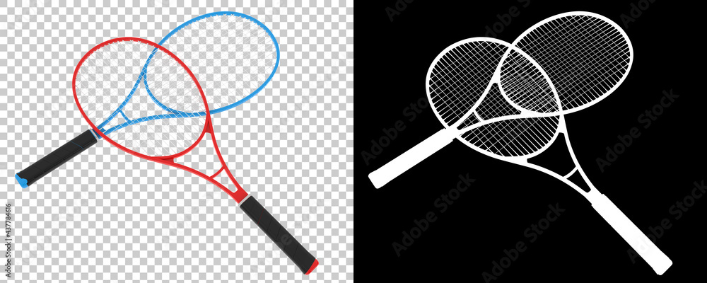 Poster racket isolated on background with mask. 3d rendering - illustration