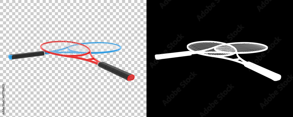 Poster racket isolated on background with mask. 3d rendering - illustration