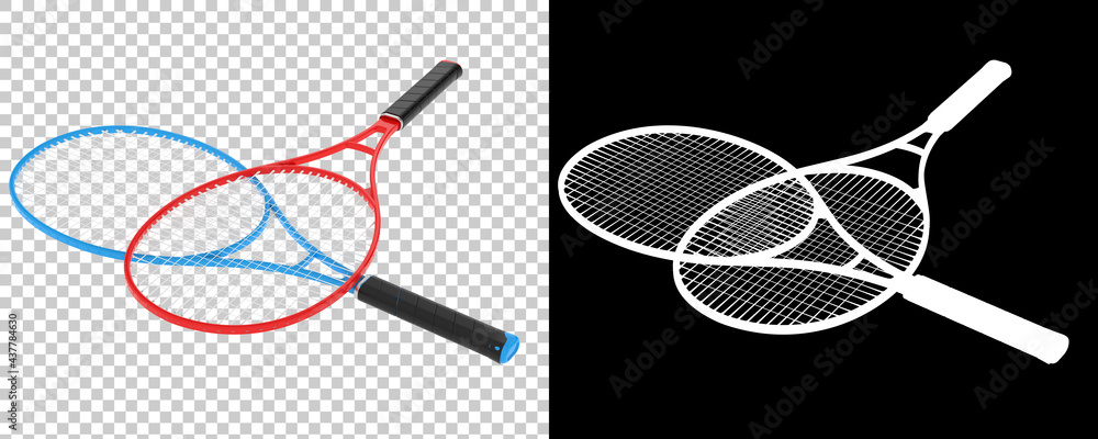 Poster racket isolated on background with mask. 3d rendering - illustration