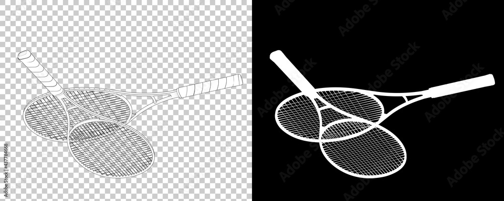 Poster racket isolated on background with mask. 3d rendering - illustration