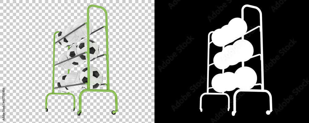 Poster balls trolley isolated on background with mask. 3d rendering - illustration