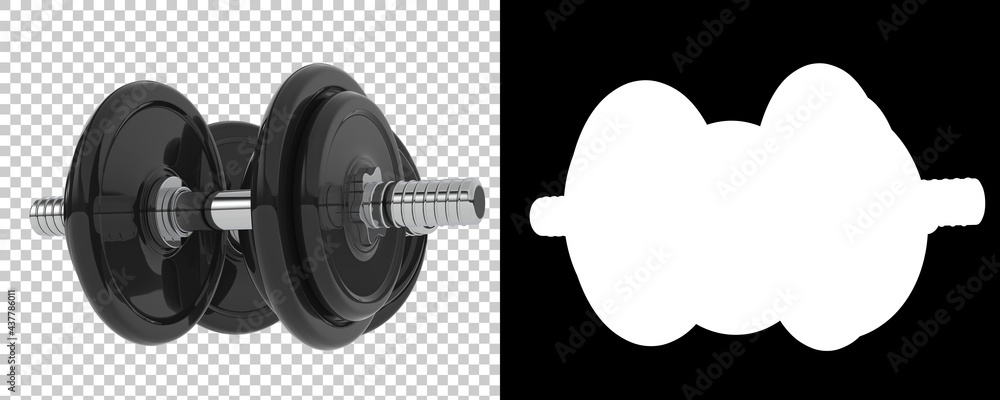 Poster dumbbell isolated on background with mask. 3d rendering - illustration