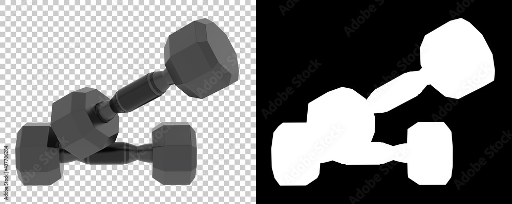 Poster dumbbell isolated on background with mask. 3d rendering - illustration