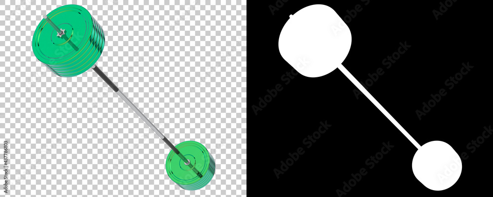 Poster barbell isolated on background with mask. 3d rendering - illustration
