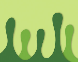 Green paper cut out effect, abstract background 